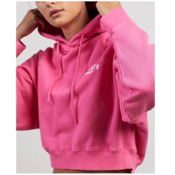 ROTATE BIRGER CHRISTENSEN Viola Cropped Barbie pink Hoodie - Picture 2 of 11